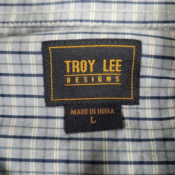 Troy Lee Designs Long Sleeve Button Up Shirt Men's Large Blue Striped Casual - Picture 6 of 8